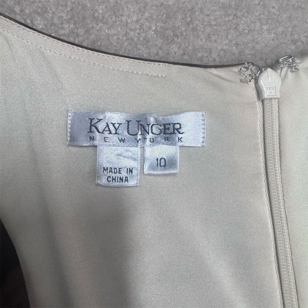 Like New Kay Unger Leopard Print Faux Wrap Dress Size 10 Knee Length 3/4 Sleeve - Picture 3 of 5